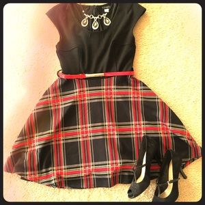 Venus fun & flirty plaid skater dress
