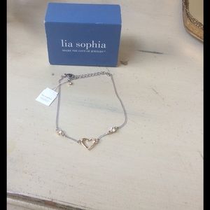 Lia Sophia HEART ankle bracelet adjustable. NEW