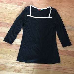 3/4 sleeve top-black