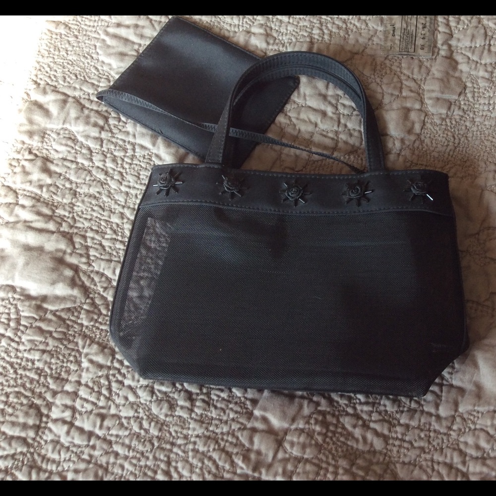 Mesh, beaded evening bag