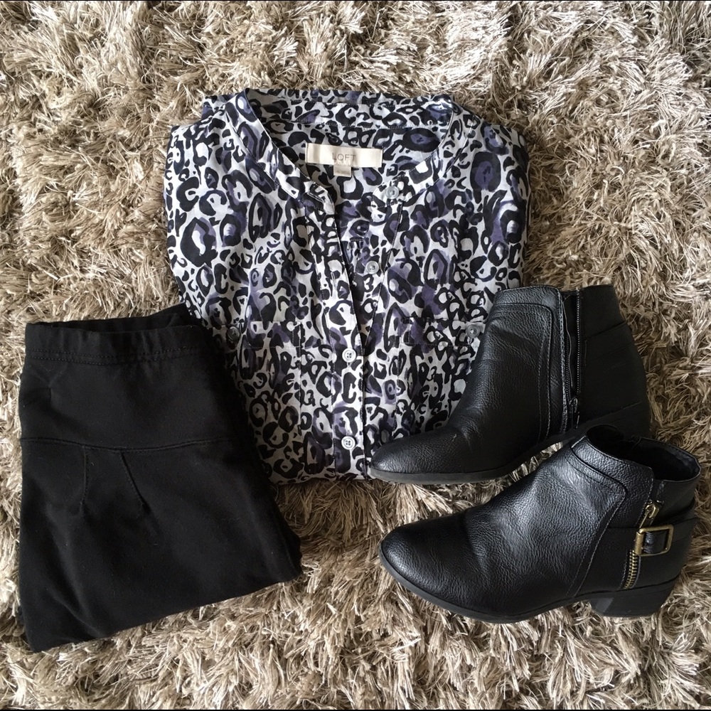 Ann Taylor LOFT Blouse Leopard Animal Print XS