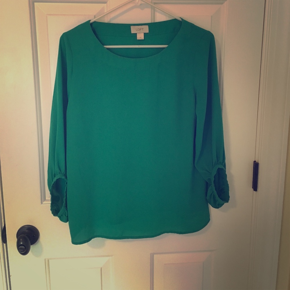 Loft emerald green blouse long sleeve