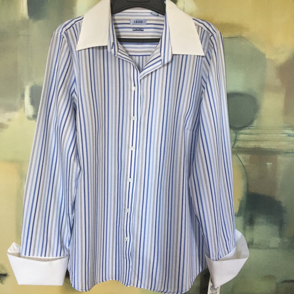 Izod woman's striped dress shirt, size L