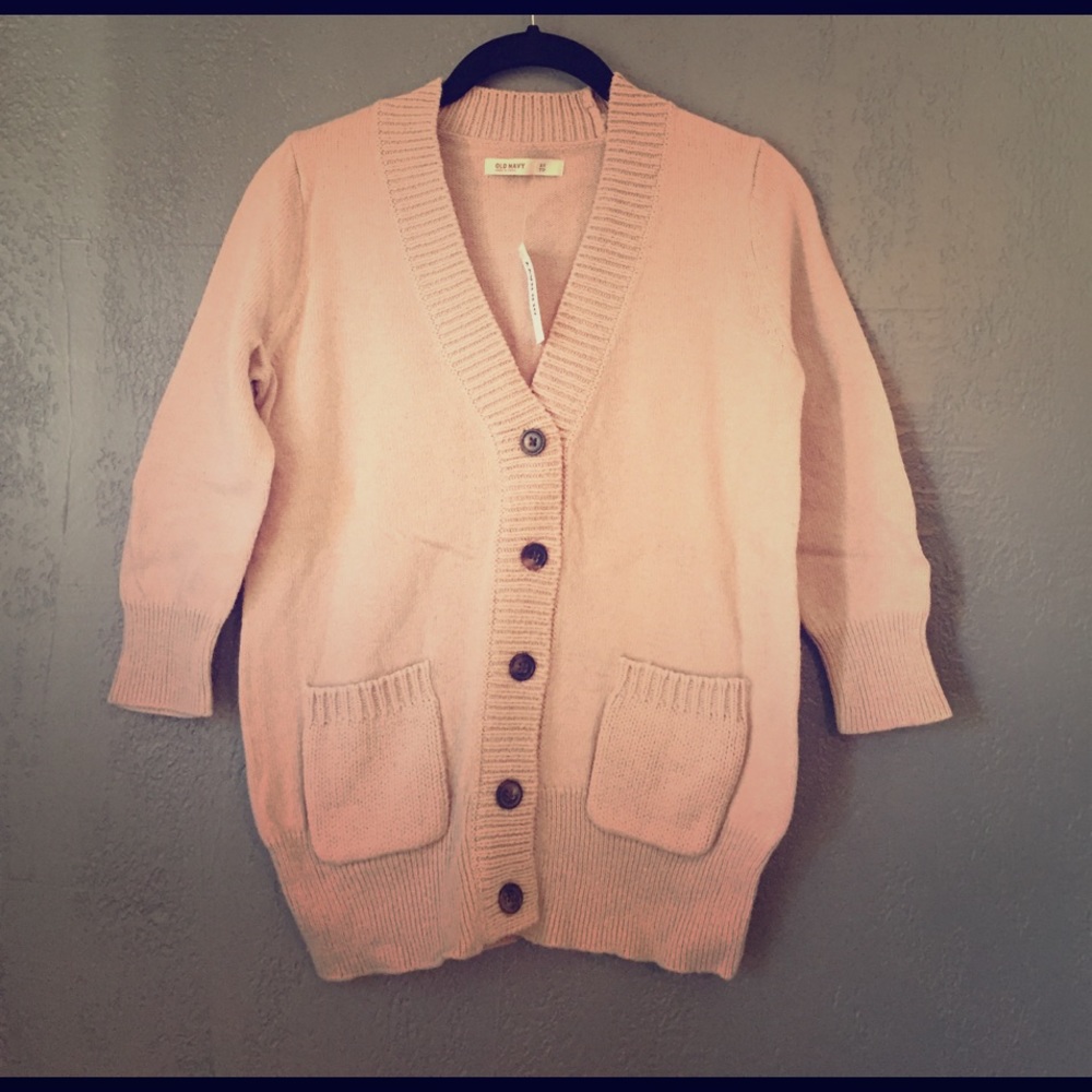 Three-quarter sleeve button down heavy sweater
