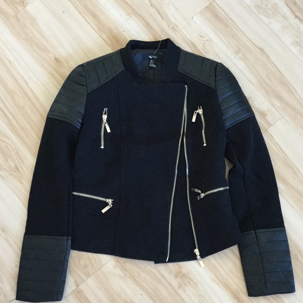 Black Leather Jacket with Zippers