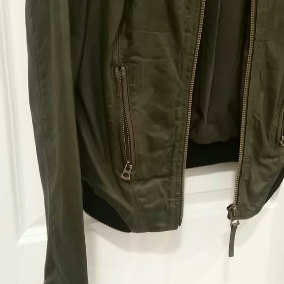 Lucky Brand Jackets & Coats Womens Military Green Leather Jacket Poshmark