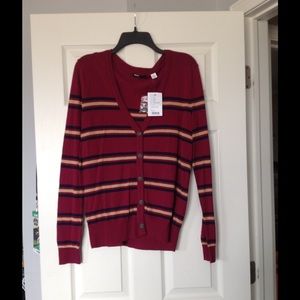 Wine colored striped cardigan