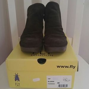 Fly London Yip Ankle Wedge Boots Size 38