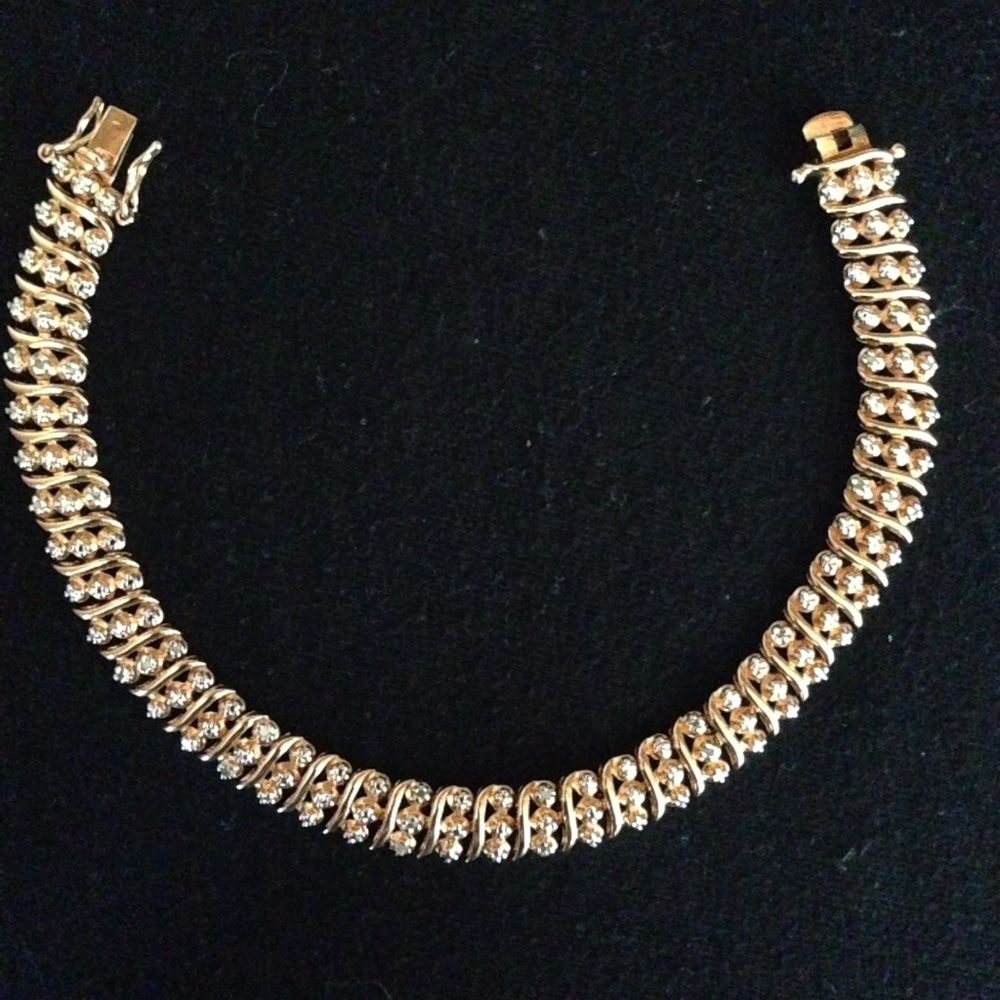 Gold Tone and Rhinestone Bracelet