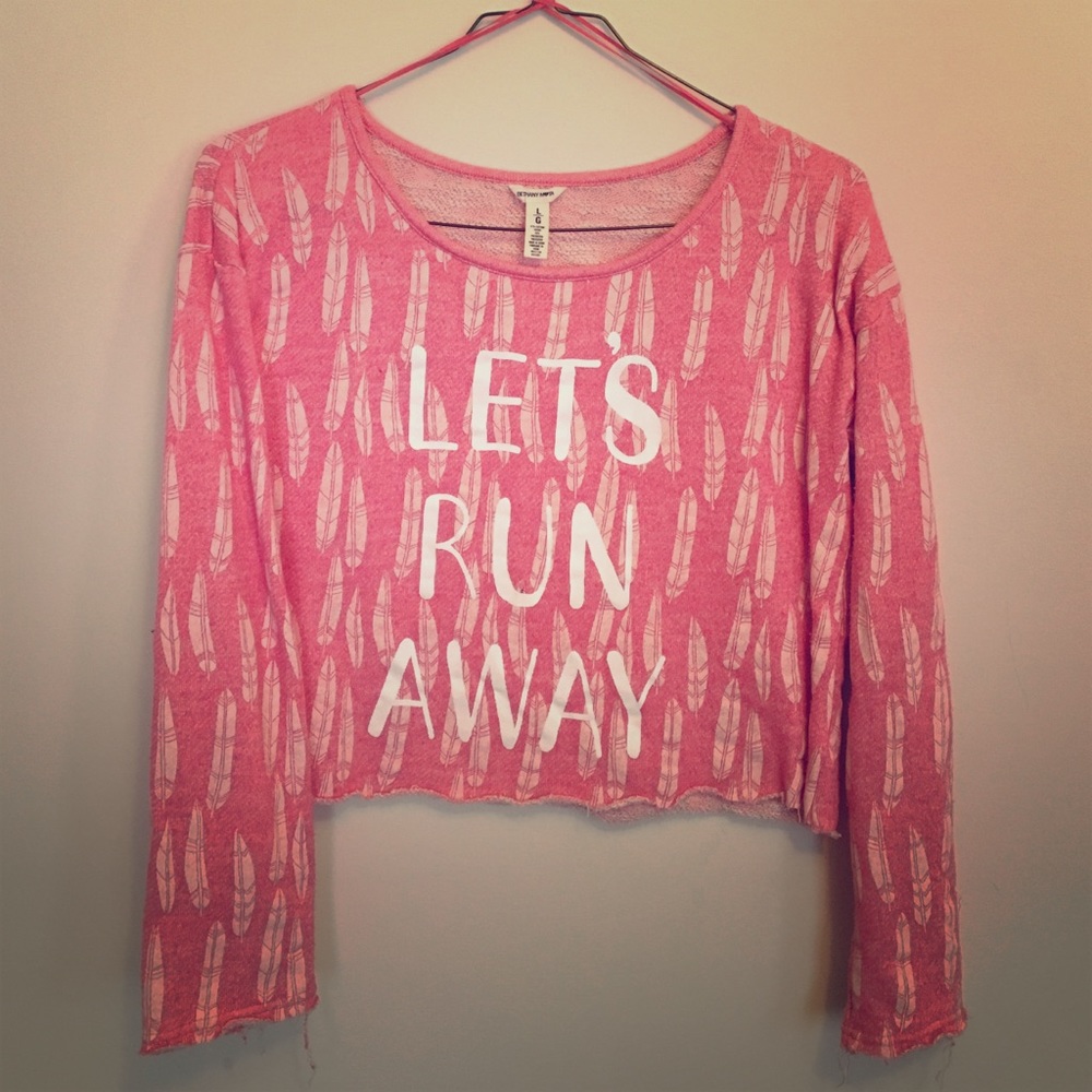 "Let's run away" pink crop top
