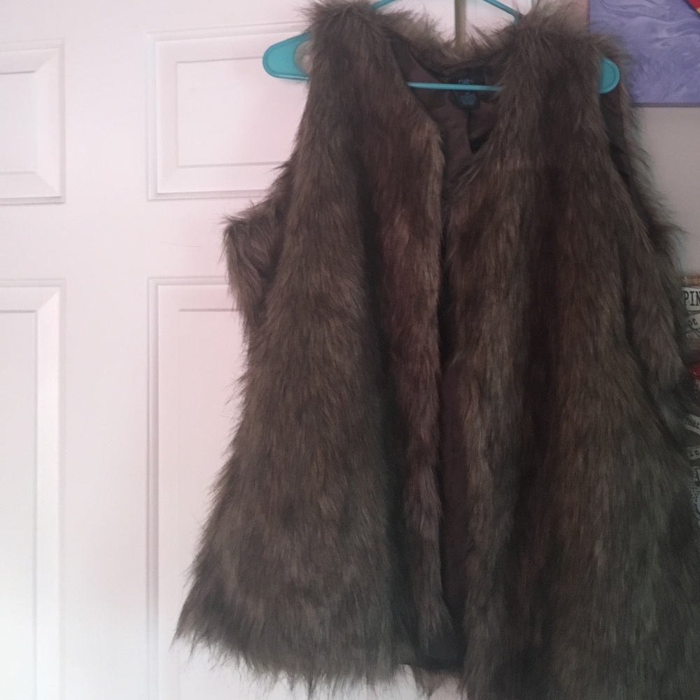 Brown and black fur vest