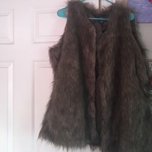 Brown and black fur vest