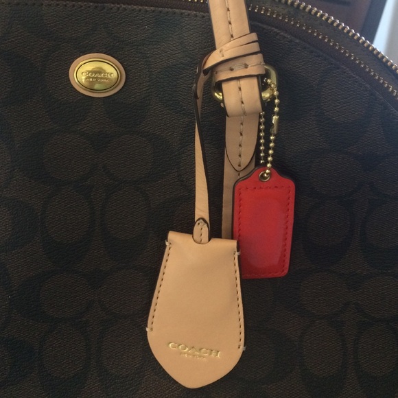 Coach purse- dark brown with nude handles. - Picture 2 of 6