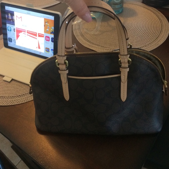 Coach purse- dark brown with nude handles. - Picture 4 of 6