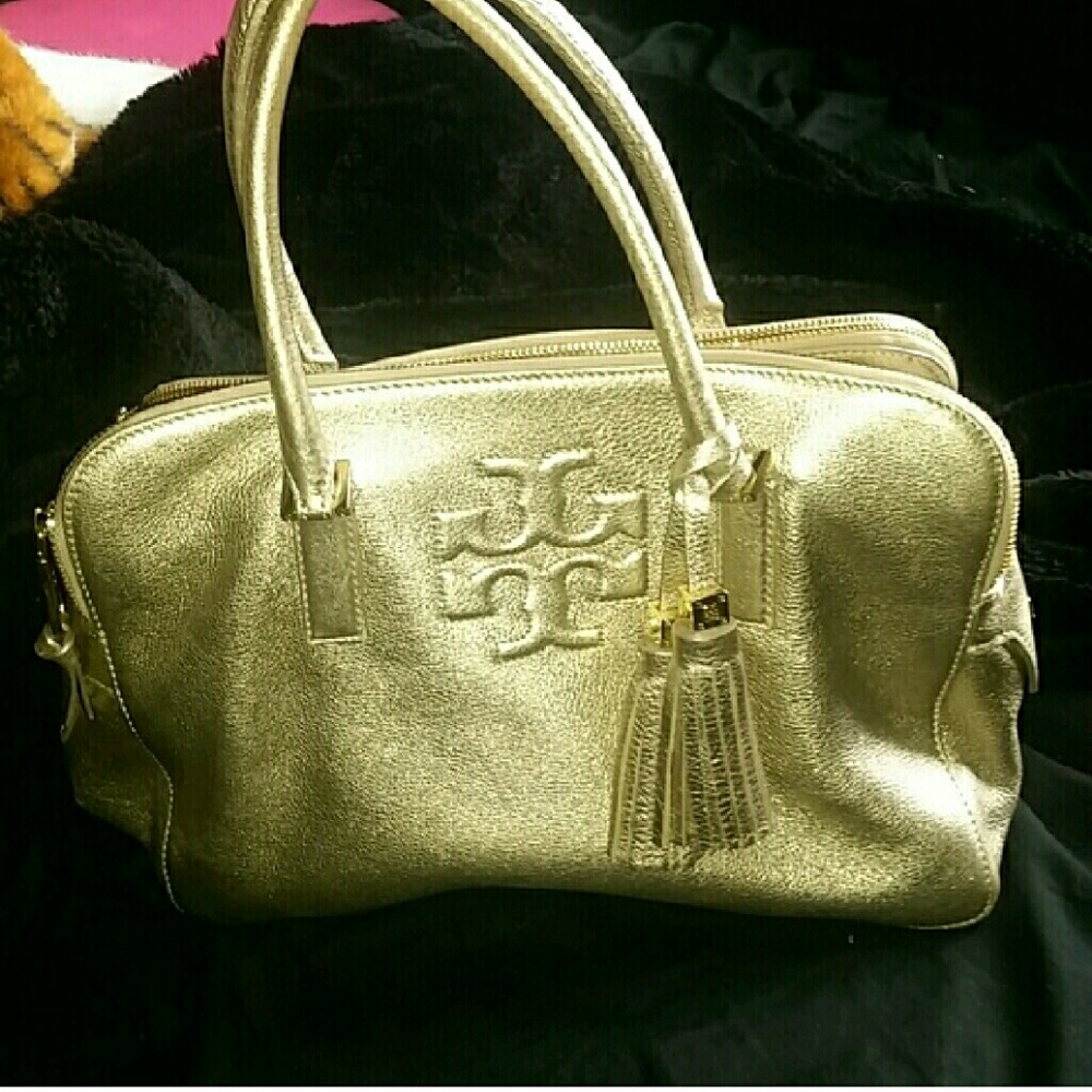 Tory Burch gold Thea satchel bag