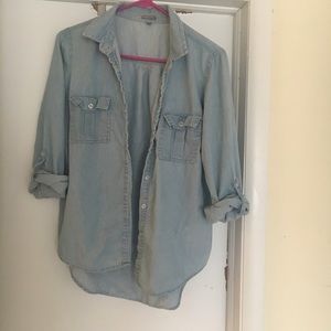 Chambray jean button up shirt