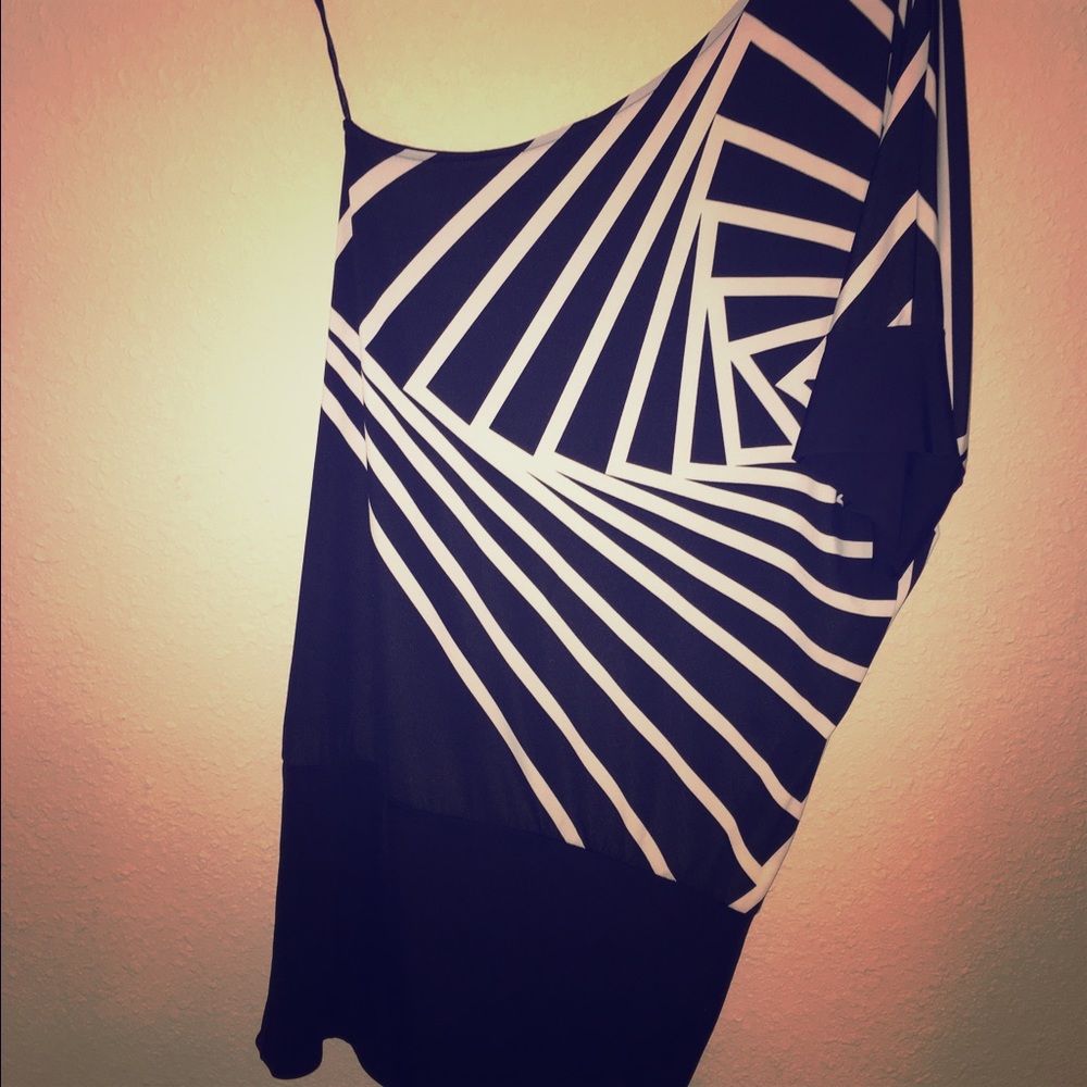 EUC black and white one shoulder dress