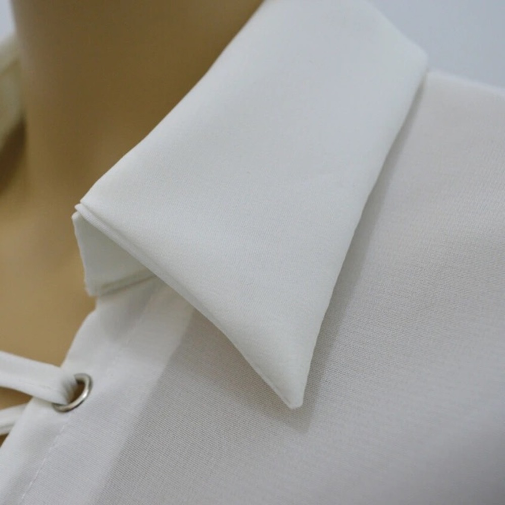 NEW! Lace up white blouse - Picture 5 of 8