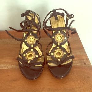 Dressy black and gold heels
