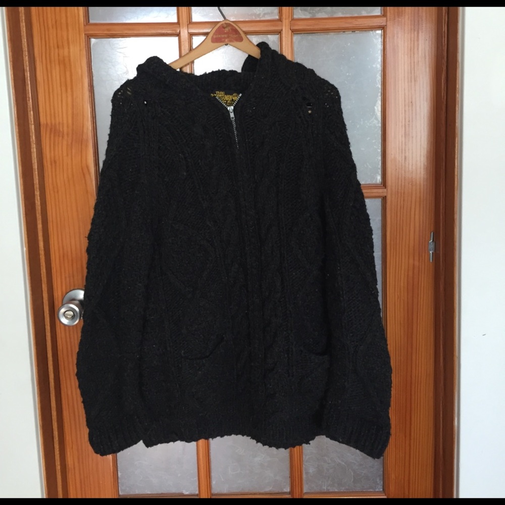 Dark gray hooded wool sweater
