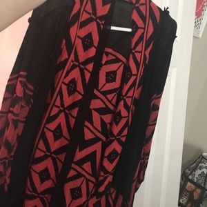 Orange red and black cardigan