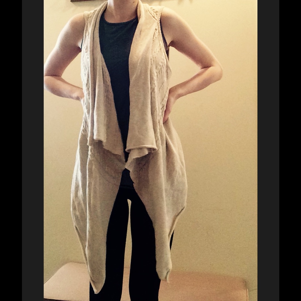 Cream Ivory Flow Knit Sweater Sweatervest Shawl
