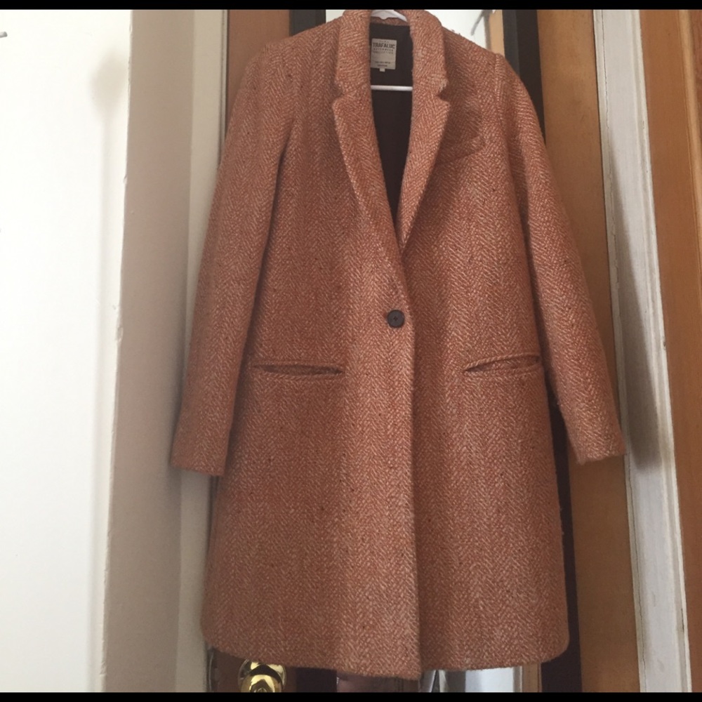 Zara orange tweed coat