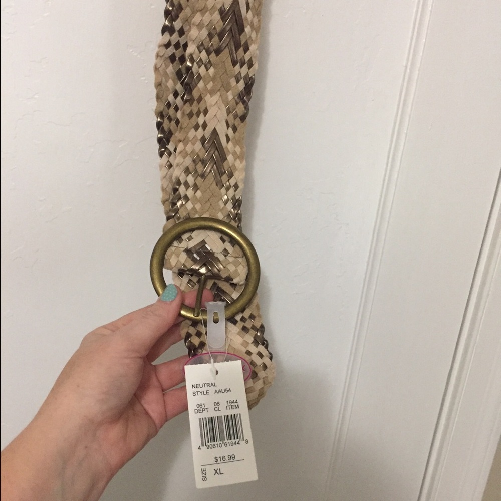 Gold and beige braided belt