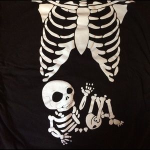 CrazyDog Funny Pregnancy Mama&Baby Skeleton Tshirt