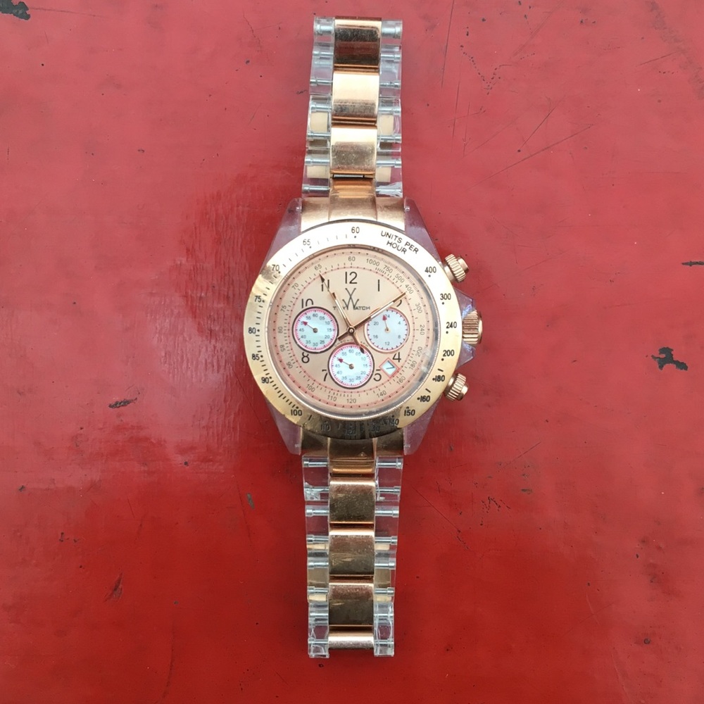 Lucite and Rose Gold Tpy Watch
