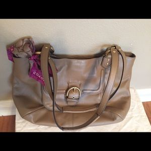 Brown coach bag w scarf