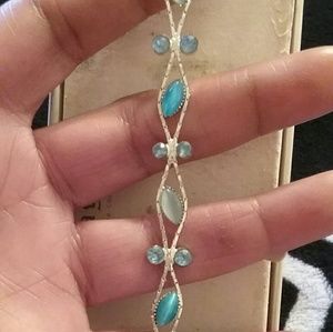 Blue Crystal Silver tone Bracelet