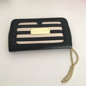 Betsey Johnson Black Clutch Wallet w/ Gold Detail