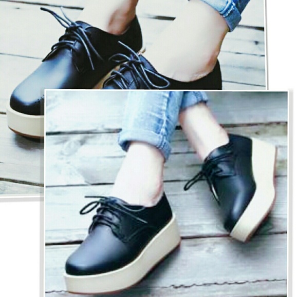 ZHR Shoes - Comfy Black Lace Up Geniue Platform Sneakers