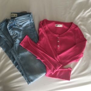 Abercrombie kids jeans 12 slim & long sleeve M