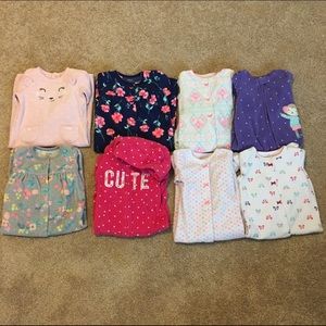 Lot of 8 baby girl sleepers (9 months)