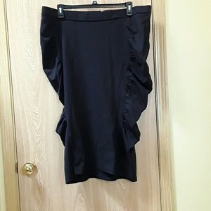 Black Side Ruching Pencil Skirt