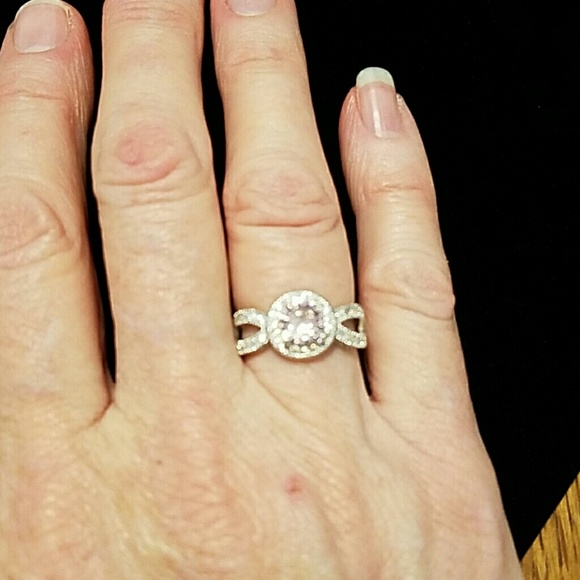 Ring pink & white zircon gems 925 sterling silver - Picture 4 of 4