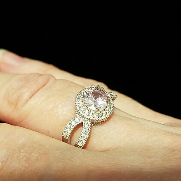 Ring pink & white zircon gems 925 sterling silver - Picture 2 of 4