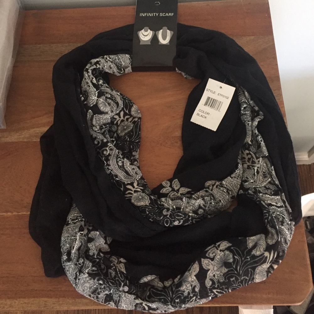 Black and grey infinity scarf