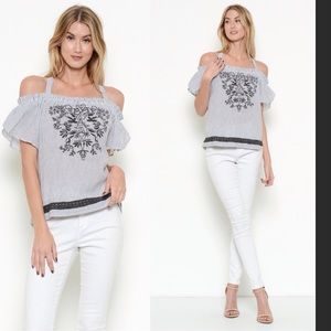 Halter Embroidered Off Shoulder Top