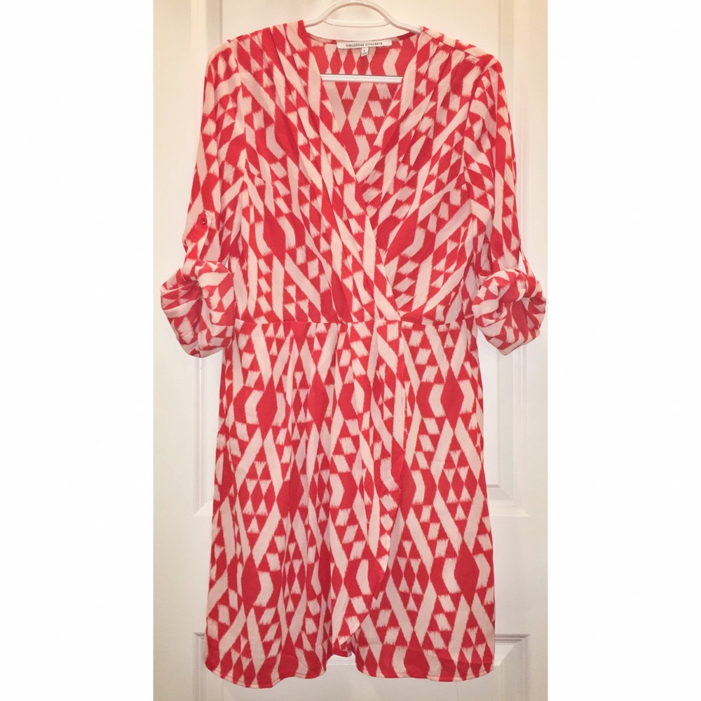 Collective Concepts Orange&Cream Wrap Front Dress