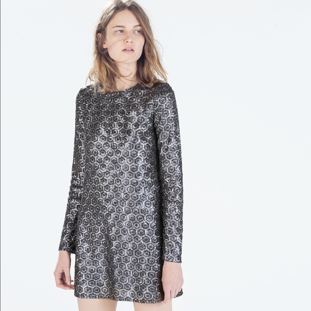 ZARA ELEGANT SEQUINNED DRESS
