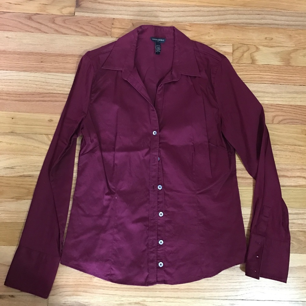 Wine button up blouse