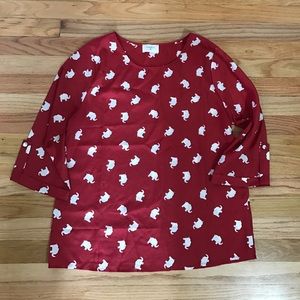 Red elephant print blouse