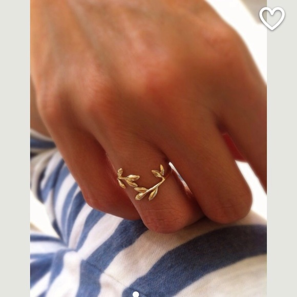 Jewelry - Gold Plated Leafy Branch Adjustable Ring