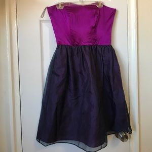 NWOT Strapless Purple Metallic A-Line Dress