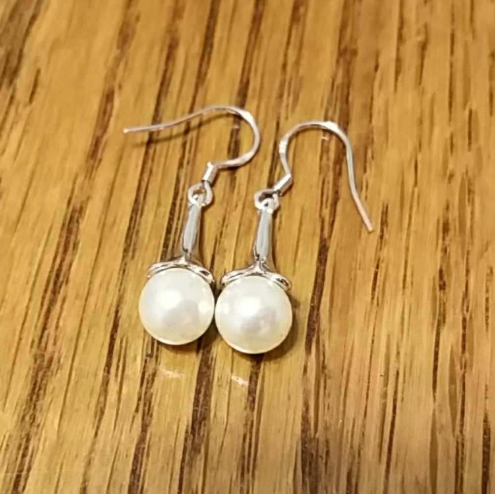 Earrings Faux pearl 925 SP Stamped
