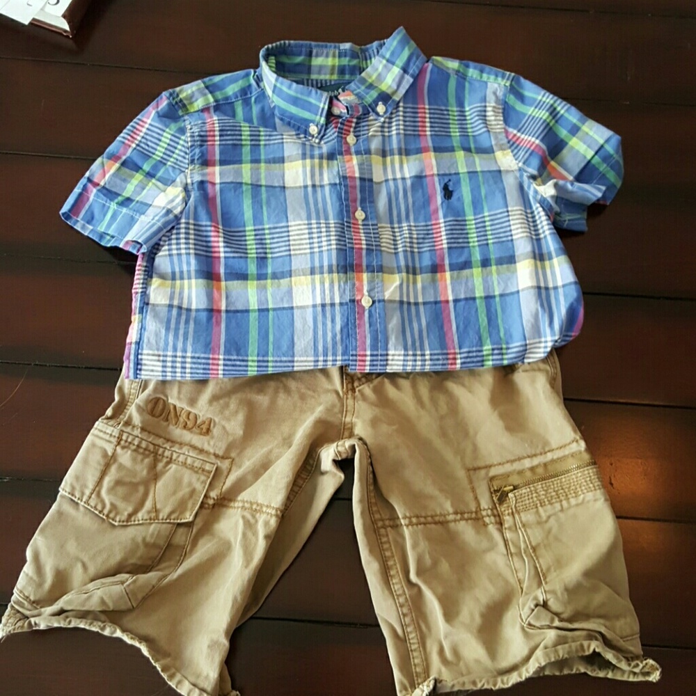 Boys Ralph Lauren button up plaid shirt.