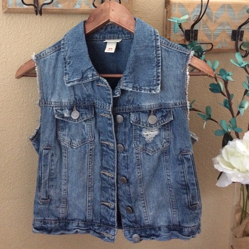 Mossimo Distressed Denim Vest.
